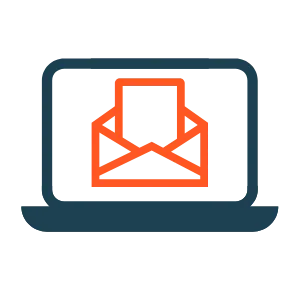 Icon Laptop worauf ein E-Mail Zeichen zu sehen ist