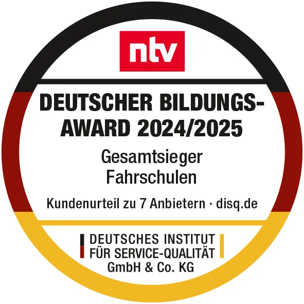 Siegel ntv Deutscher Bildungsaward 2024/2025 Gesamtsieger Fahrschulen
